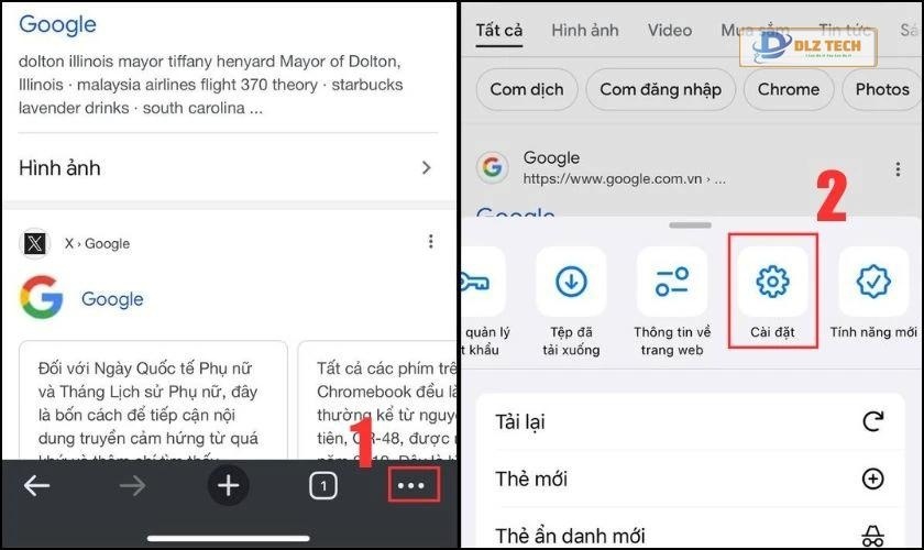 Mở trình duyệt Chrome