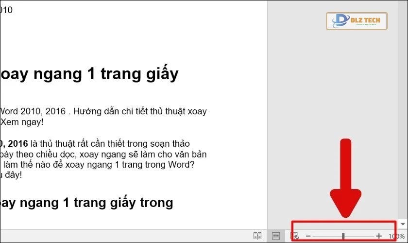 Kéo thanh kích thước để phóng to, thu nhỏ