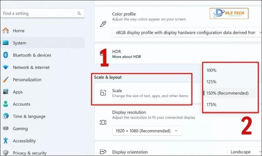 Kéo thanh Scale để phóng to, thu nhỏ