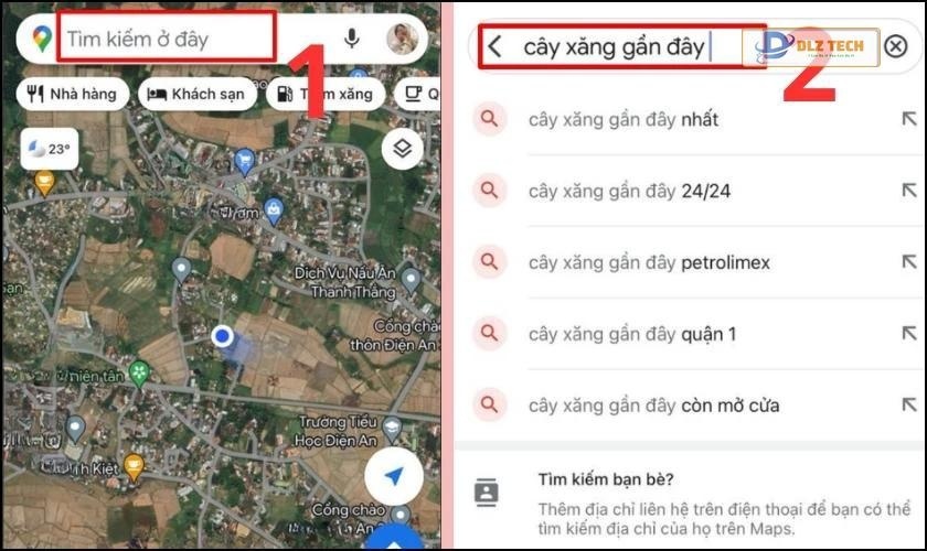 Tìm kiếm cây xăng trên Google Maps