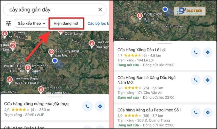Chọn vào mục Hiện đang mở