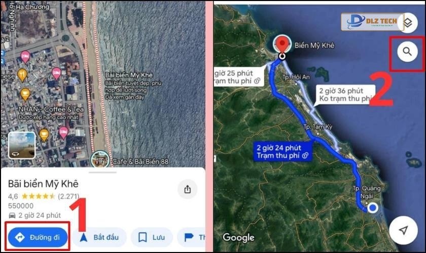 Chọn mục Đường đi trên Google Maps
