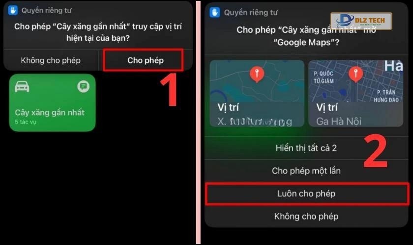 Chọn phím tắt Cây xăng gần nhất