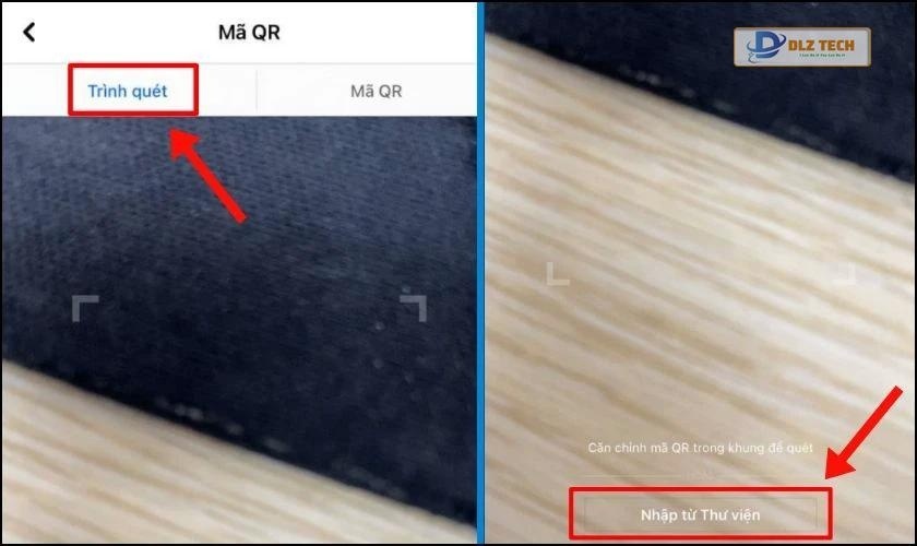 Tại đây sẽ có quét QR hoặc có thể chọn nhập mã QR