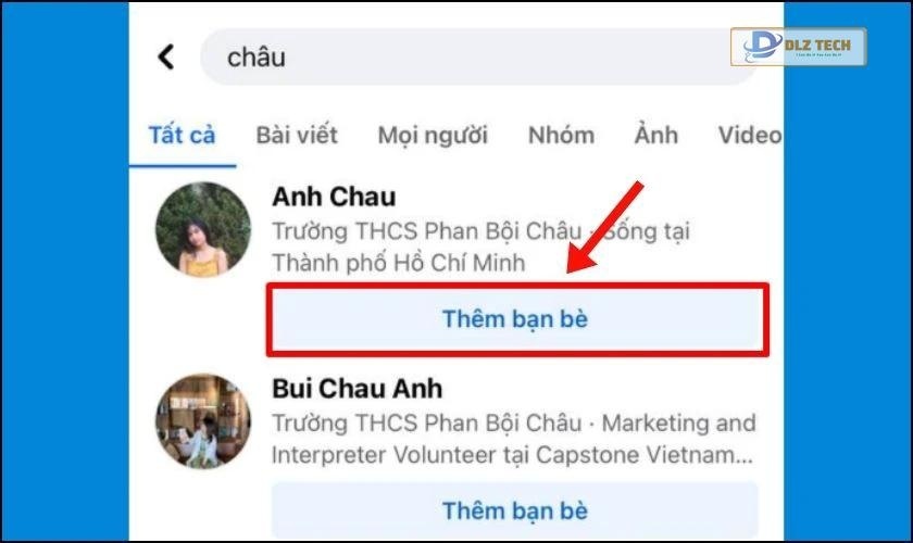Nhập tên người mà bạn muốn tìm kiếm