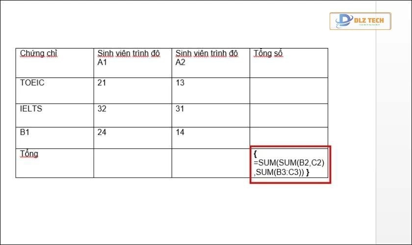 Cách cập nhật kết quả đã tính