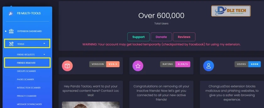 Cách unfriend Facebook hàng loạt bằng tiện ích Multiple Tools for Facebook