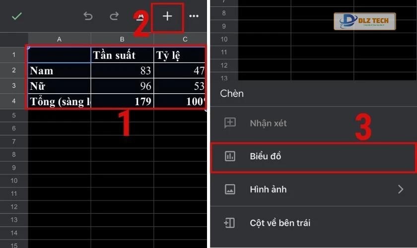 Cách tạo biểu đồ trong Excel bằng điện thoại
