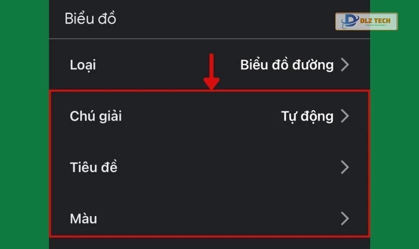 Các tính năng chỉnh sửa biểu đồ khác
