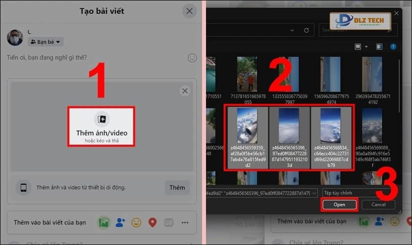 Click chuột vào Thêm ảnh/video