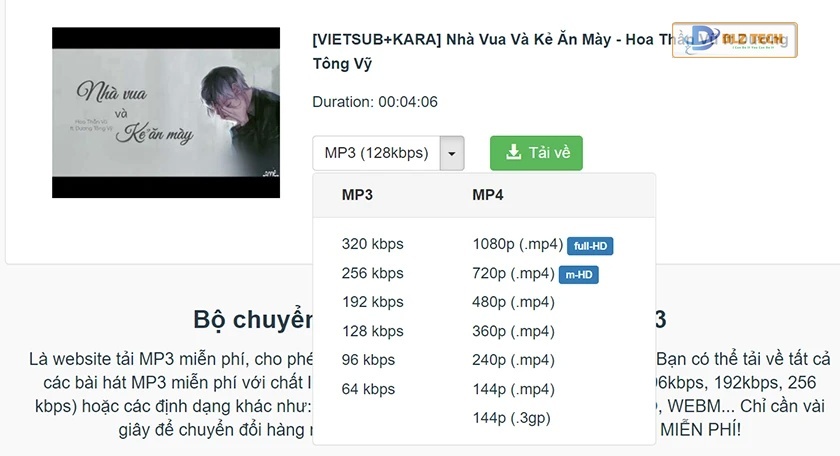 Sau đó nhấn Tải về.