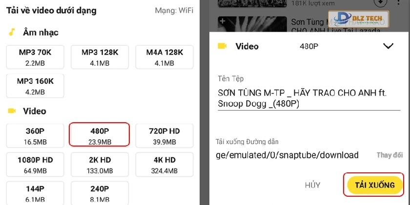 Cách tải nhạc từ youtube về điện thoại Android qua ứng dụng Snaptube