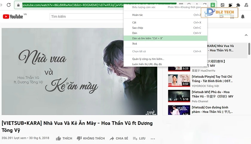 tải nhạc từ youtube bằng nhấn tổ hợp phím Ctrl + X