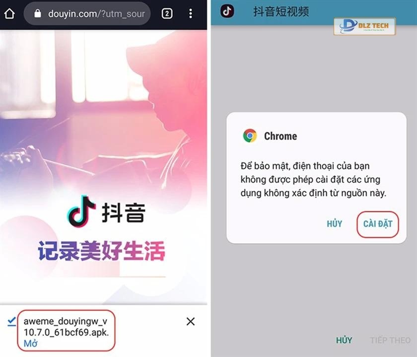 Cài đặt Tik Tok Trung Quốc trên Android