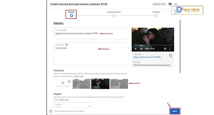 thay đổi chi tiết video khi tải lên youtube