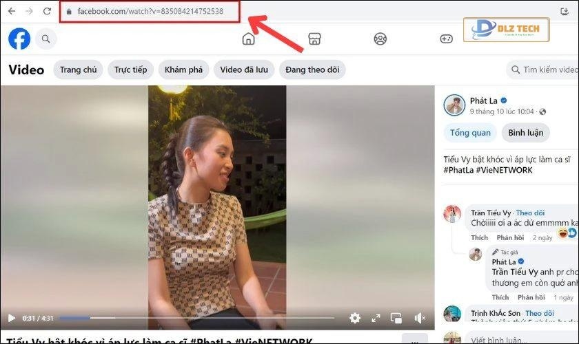 Sao chép link video từ Facebook