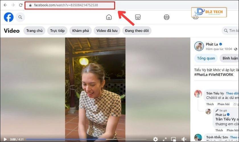 Sao chép link video từ Facebook