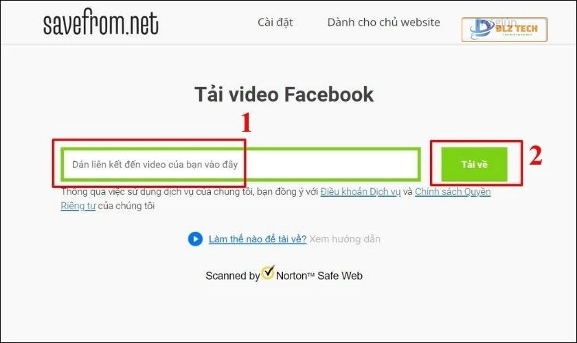 Dán link và tải về từ SaveFrom.net