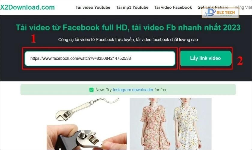 Dán link vào X2Download và lấy link video