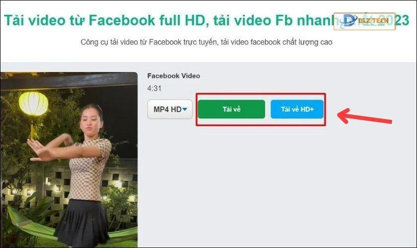 Chọn tải về hoặc tải về HD+