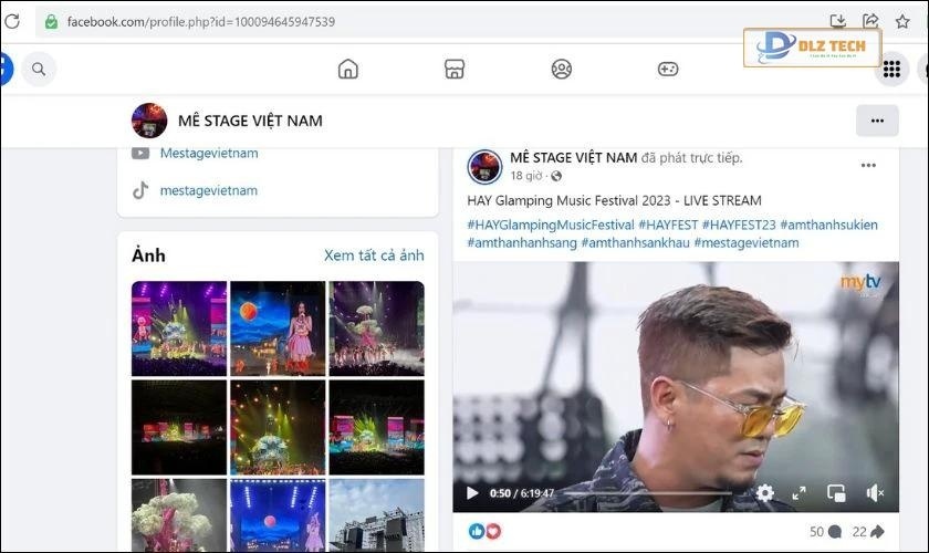 Truy cập Facebook để tìm video Livestream