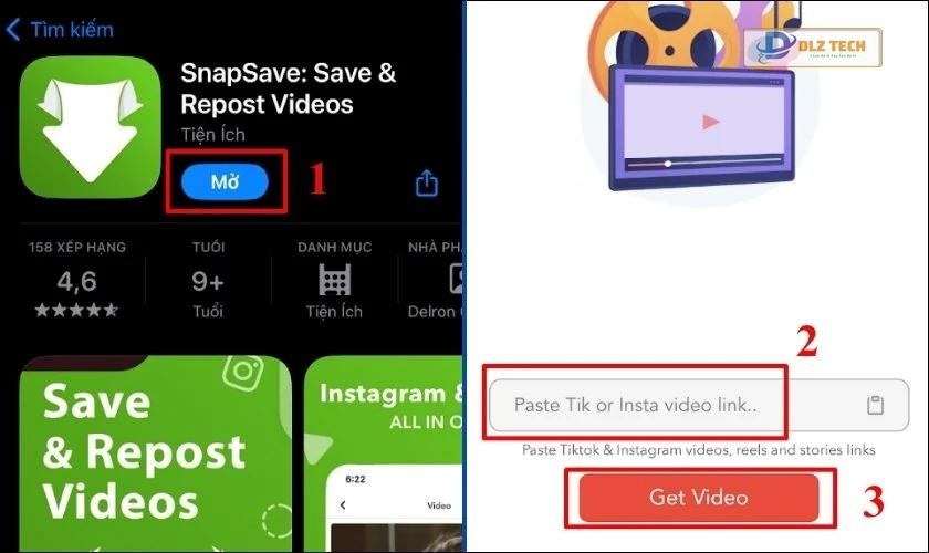 Mở SnapSave và dán link