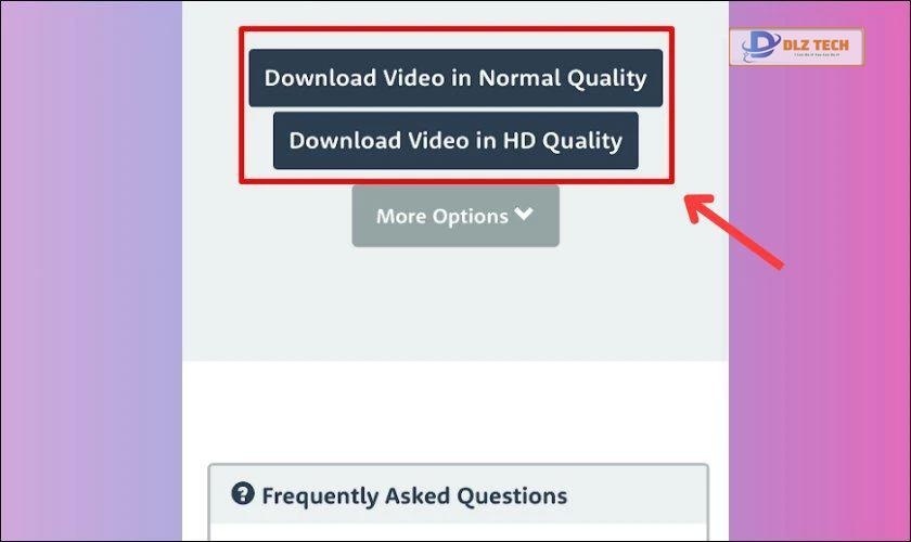 Chọn chất lượng video tại FDown.net
