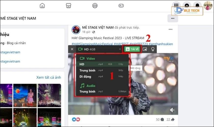 Chọn chất lượng video và tải về