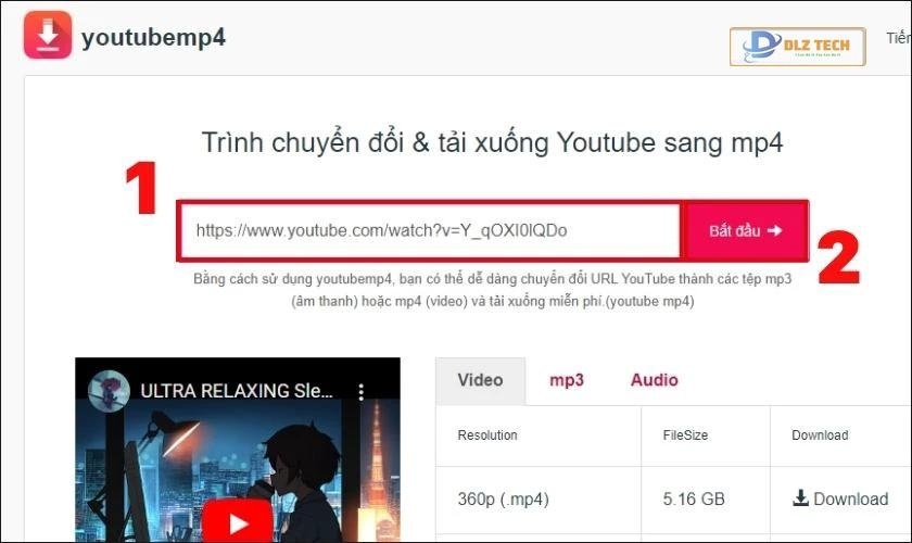 Tải video trên YouTube trên trang web YouTubemp4