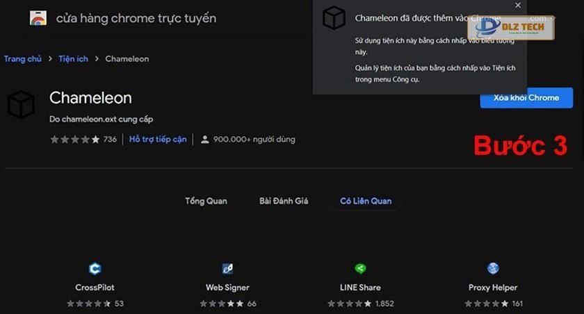 Tiện ích Chameleon đã được thêm vào Chrome
