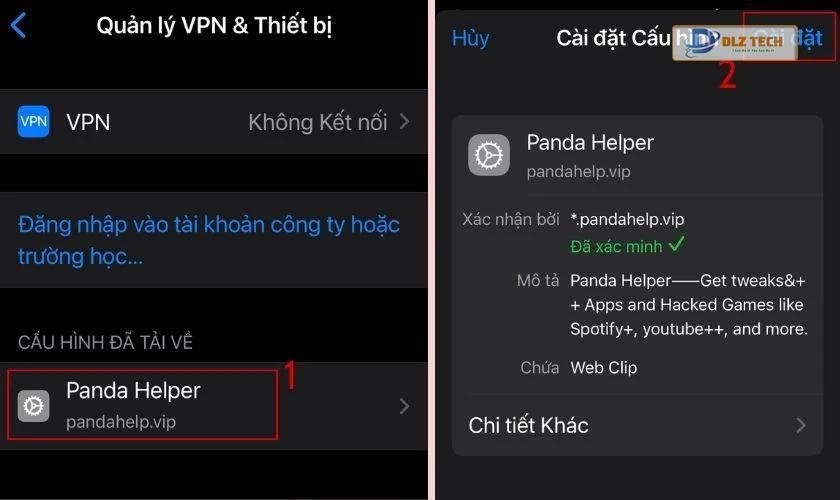 Nhấp Panda Helper và chọn Cài đặt