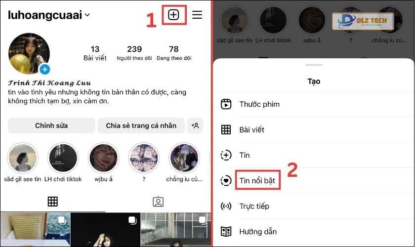 Cách thêm tin nổi bật trên Instagram