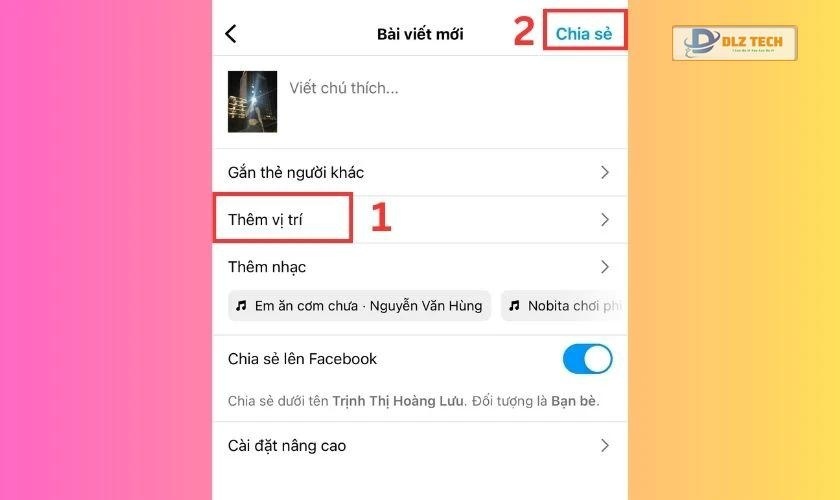 Thêm địa điểm và chia sẻ