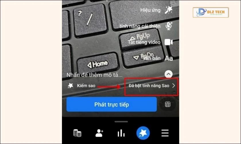 Mục Đã bật tính năng tặng Sao
