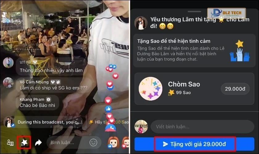 Chọn biểu tượng Sao để tặng