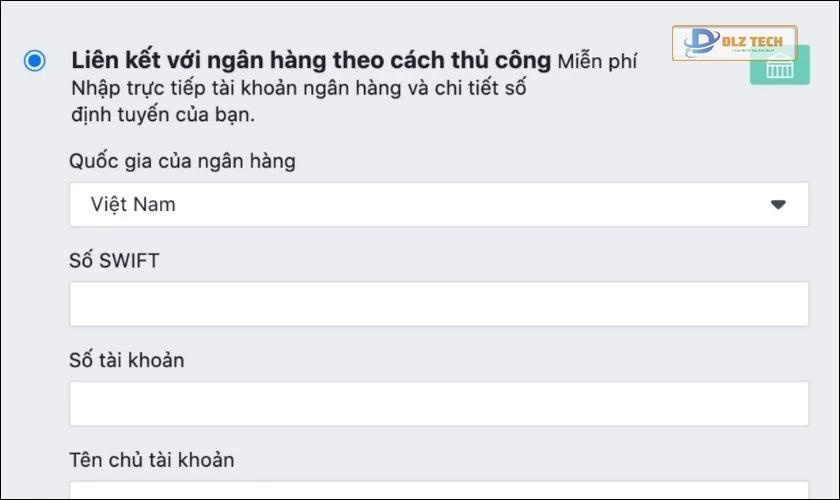 Cung cấp thông tin tài khoản thanh toán