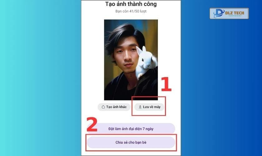 Có thể chia sẻ ảnh tạo bằng Zalo AI Avatar qua app khác không?