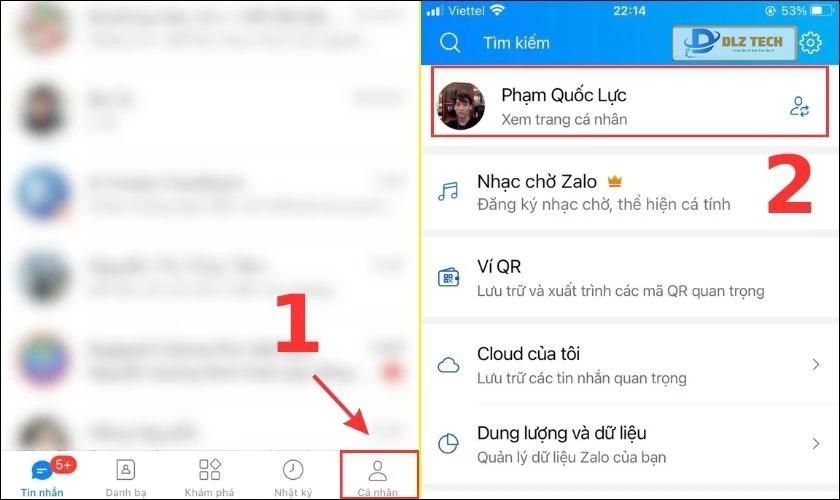 Chọn Cá nhân và chọn tiếp Xem trang cá nhân