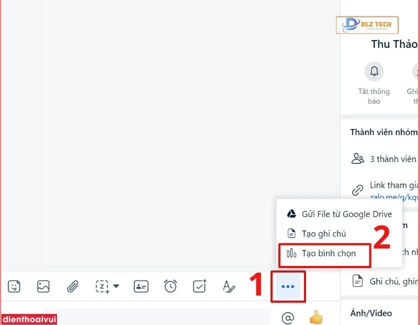 Cách tạo vote Zalo trên máy tính - Bước 1