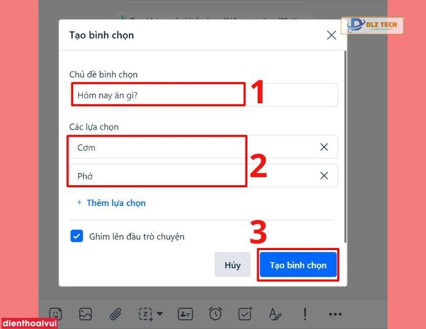 Cách vote Zalo trên máy tính - Bước 2