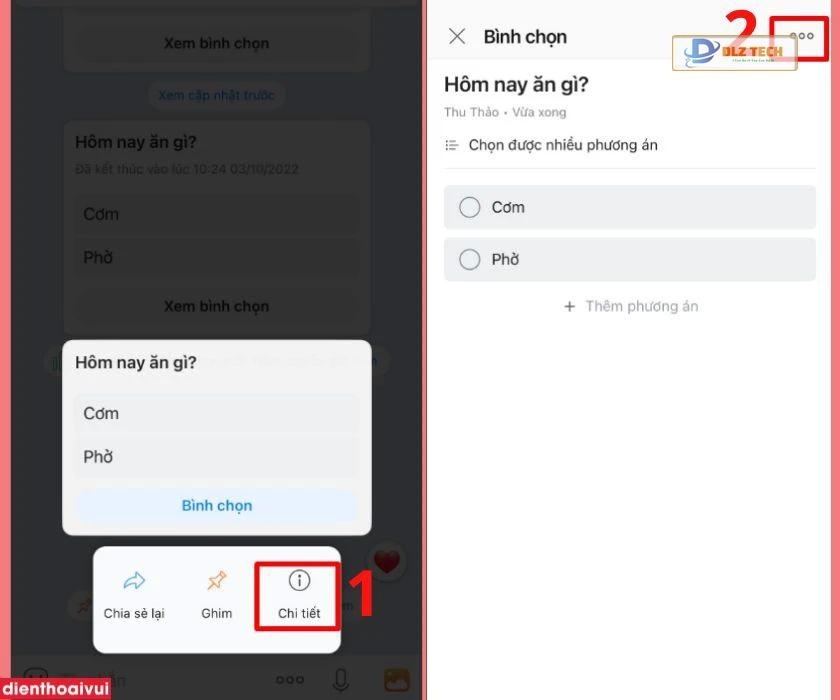 Vào bình chọn muốn xóa