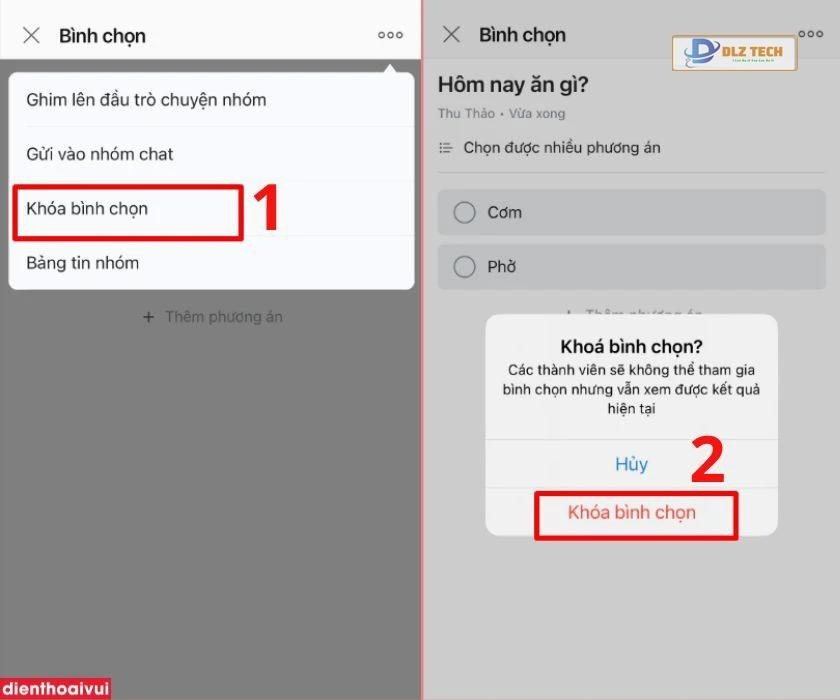 Nhấn khóa bình chọn