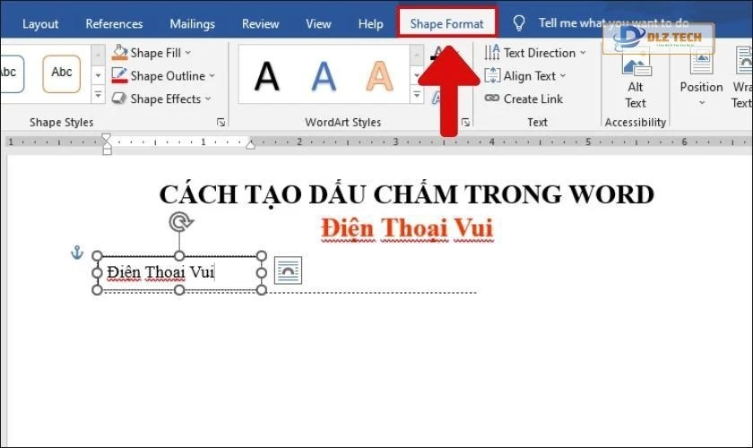 nhấn vào shape format để xóa viền khung text box