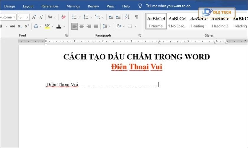kết quả sau khi nhấn nút tab