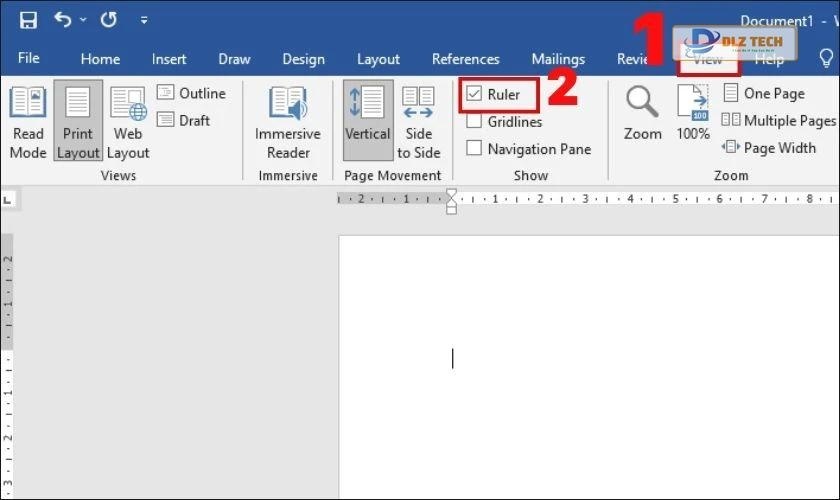 cách tạo dấu chấm trong word bằng thước