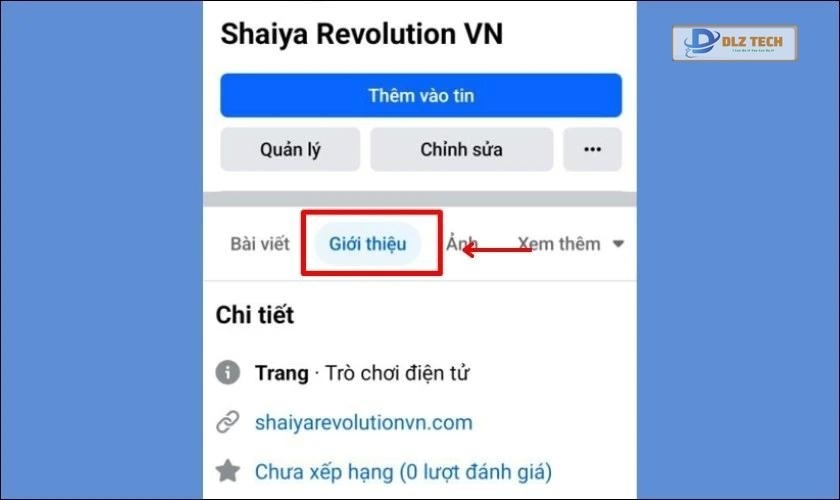 Chọn tiếp mục Giới thiệu