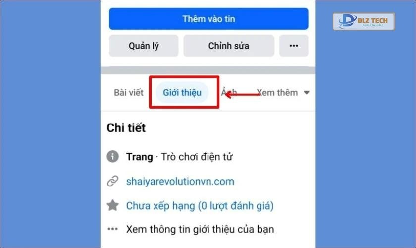 Chọn mục Giới thiệu