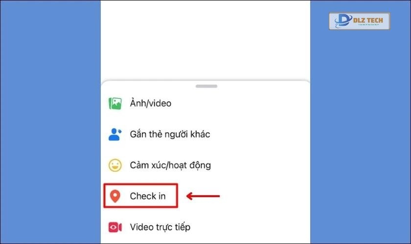 Chọn tiếp mục Check in