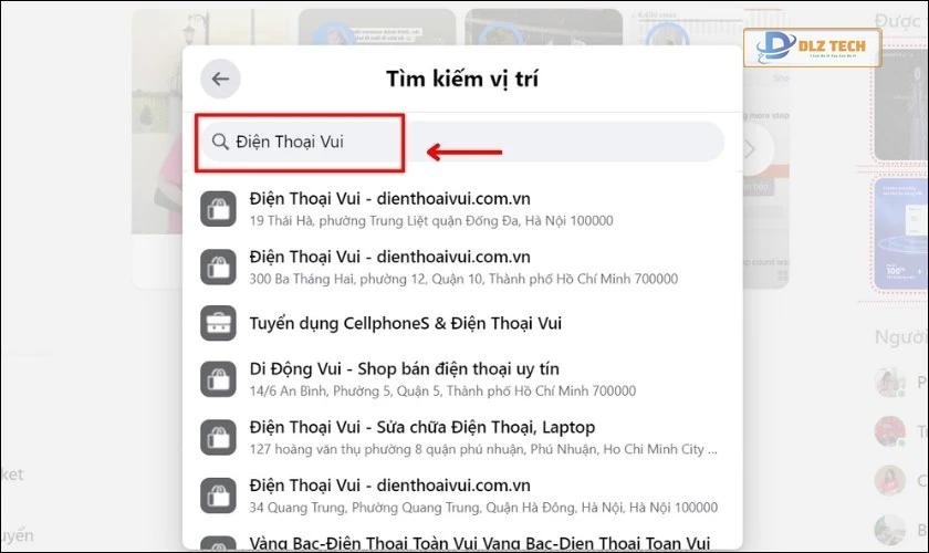Gõ tìm tên địa điểm