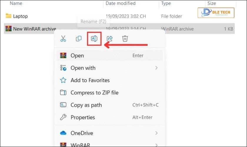 Đổi tên file ZIP trên máy tính